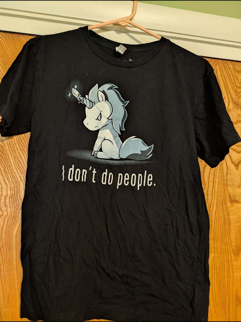 Black Short-Sleeve Graphic Tee - 'I Don't Do People' Unicorn